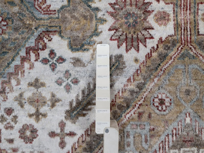 Ivory 8'10" x 12'1" Tribal & Geometric Hand knotted Wool Rug - Sku: O091802