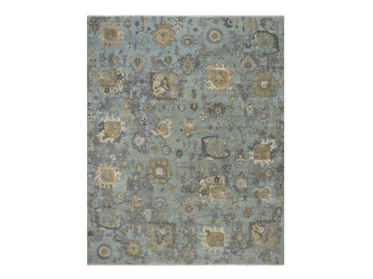 Green 8'0" x 10'1" Oushak And Peshawar Hand knotted Wool Rug - Sku: O091803