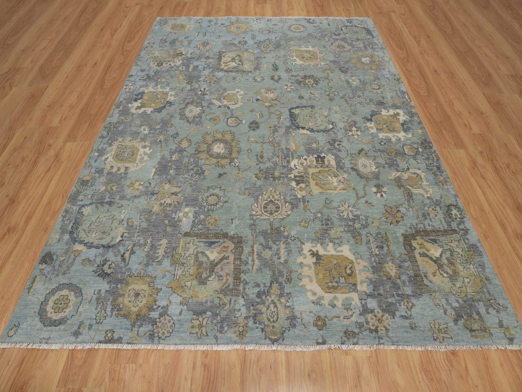 Green 8'0" x 10'1" Oushak And Peshawar Hand knotted Wool Rug - Sku: O091803