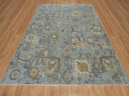 Green 8'0" x 10'1" Oushak And Peshawar Hand knotted Wool Rug - Sku: O091803