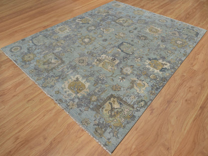 Green 8'0" x 10'1" Oushak And Peshawar Hand knotted Wool Rug - Sku: O091803