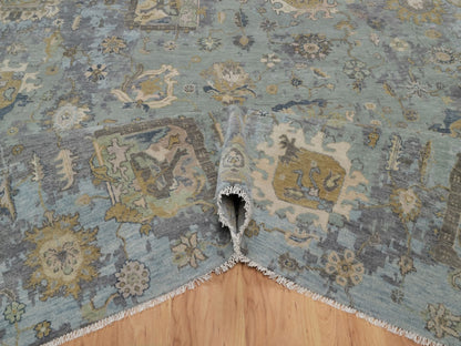 Green 8'0" x 10'1" Oushak And Peshawar Hand knotted Wool Rug - Sku: O091803