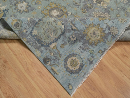 Green 8'0" x 10'1" Oushak And Peshawar Hand knotted Wool Rug - Sku: O091803