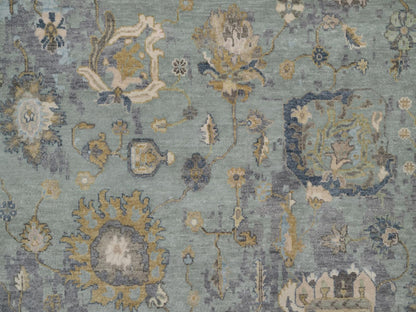 Green 8'0" x 10'1" Oushak And Peshawar Hand knotted Wool Rug - Sku: O091803
