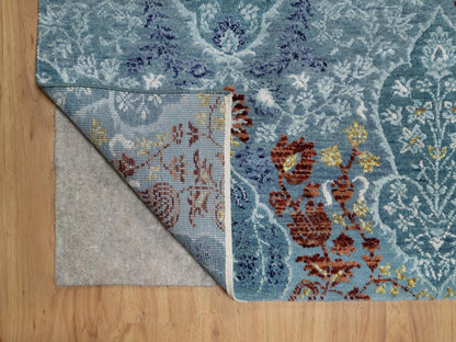 Blue 8'1" x 10'1" Modern and Contemporary Hand knotted Wool/Silk Rug - Sku: O091804