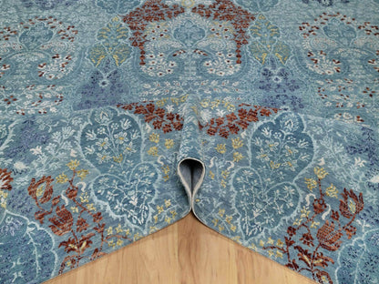 Blue 8'1" x 10'1" Modern and Contemporary Hand knotted Wool/Silk Rug - Sku: O091804