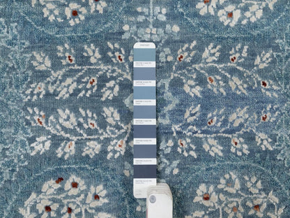 Blue 8'1" x 10'1" Modern and Contemporary Hand knotted Wool/Silk Rug - Sku: O091804