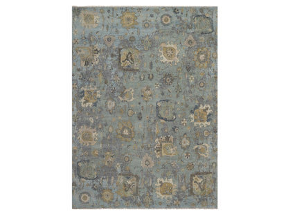 Green 8'7" x 11'11" Oushak And Peshawar Hand knotted Wool Rug - Sku: O091809