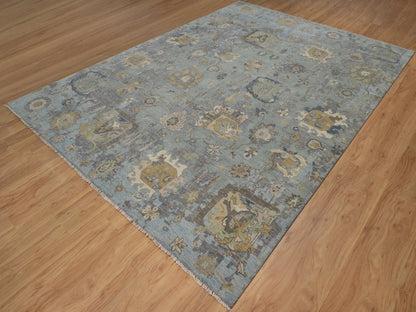Green 8'7" x 11'11" Oushak And Peshawar Hand knotted Wool Rug - Sku: O091809