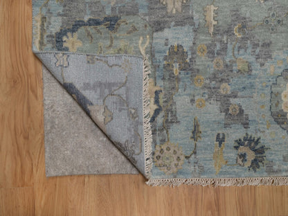 Green 8'7" x 11'11" Oushak And Peshawar Hand knotted Wool Rug - Sku: O091809
