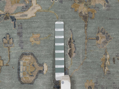Green 8'7" x 11'11" Oushak And Peshawar Hand knotted Wool Rug - Sku: O091809