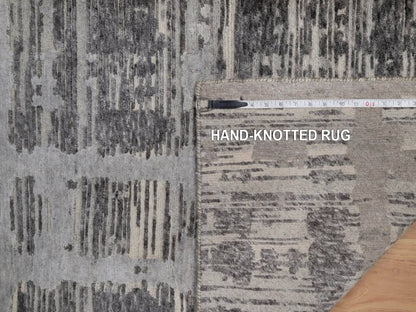 Modern / Contemporary hand-knotted wool runner in Gray, 2'6" x 14' — SKU O091810 (view 8)