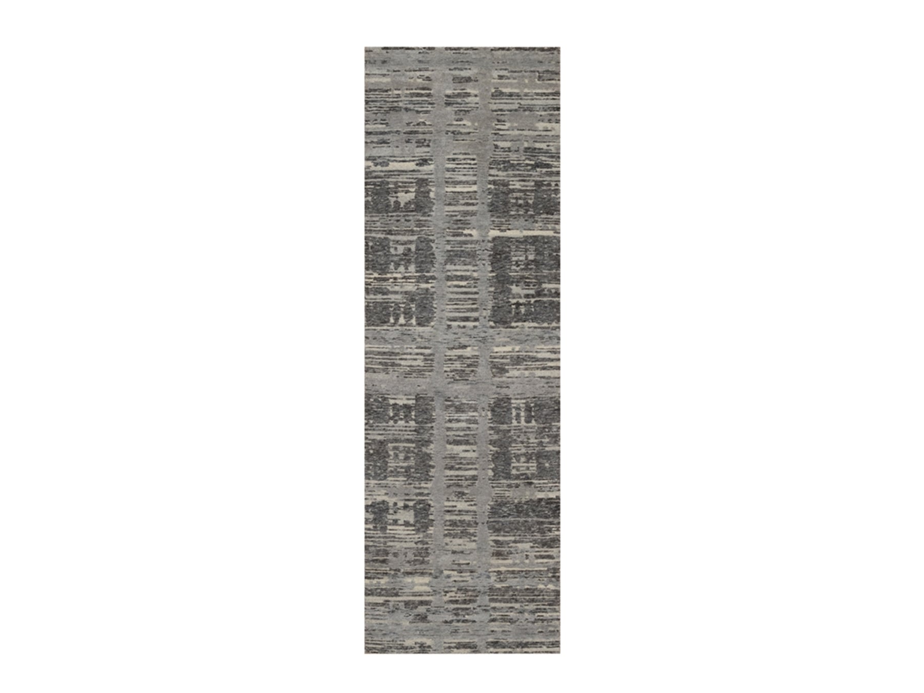 Modern / Contemporary hand-knotted wool runner in Gray, 2'6" x 7'11" — SKU O091812
