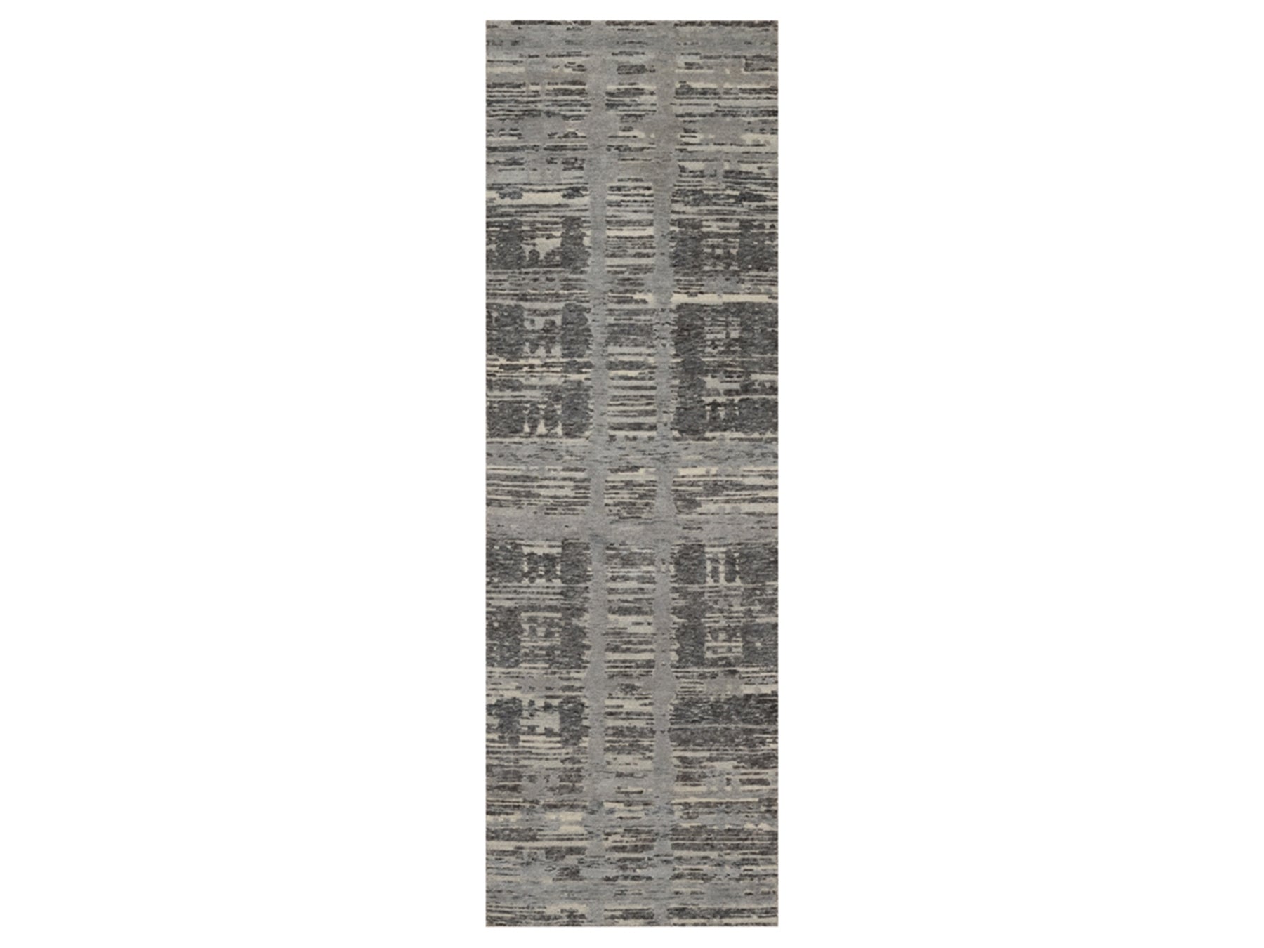 Modern / Contemporary hand-knotted wool runner in Gray, 2'6" x 8' — SKU O091818