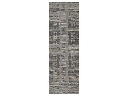 Modern / Contemporary hand-knotted wool runner in Gray, 2'6" x 8' — SKU O091818