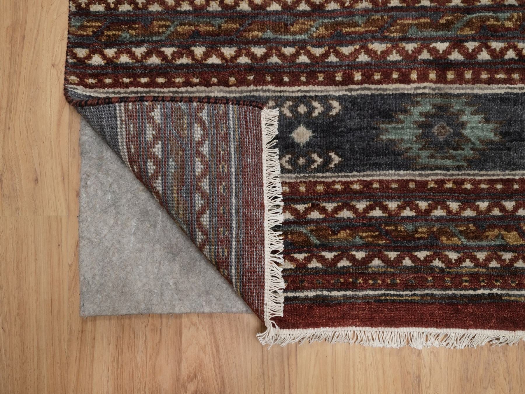 Tribal & Geometric hand-knotted wool runner in Red, 2'7" x 6'2" — SKU O091820 (view 3)