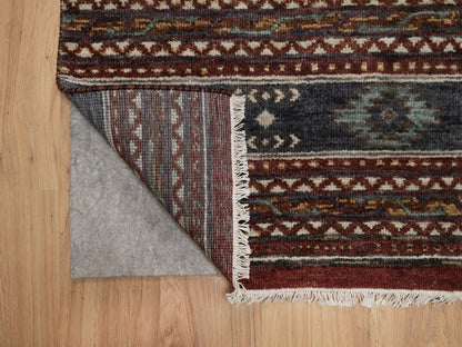 Tribal & Geometric hand-knotted wool runner in Red, 2'7" x 6'2" — SKU O091820 (view 3)