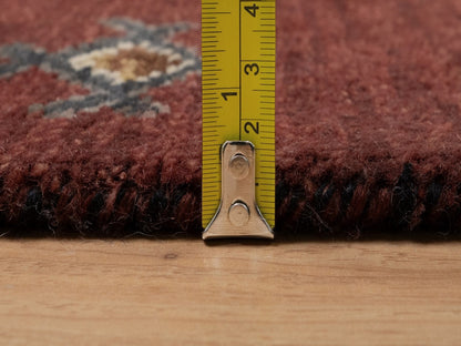 Tribal & Geometric hand-knotted wool runner in Red, 2'7" x 6'2" — SKU O091820 (view 7)