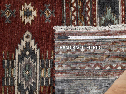 Tribal & Geometric hand-knotted wool runner in Red, 2'7" x 6'2" — SKU O091820 (view 8)