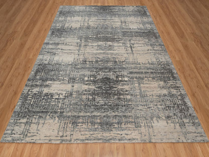 Ivory 8'0" x 10'1" Modern and Contemporary Hand knotted Wool Rug - Sku: O091824