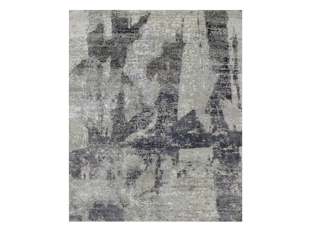 Modern / Contemporary hand-knotted wool rug in Gray, 8'2" x 10' — SKU O091827