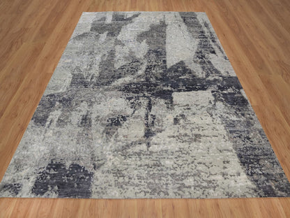 Modern / Contemporary hand-knotted wool rug in Gray, 8'2" x 10' — SKU O091827 (view 2)