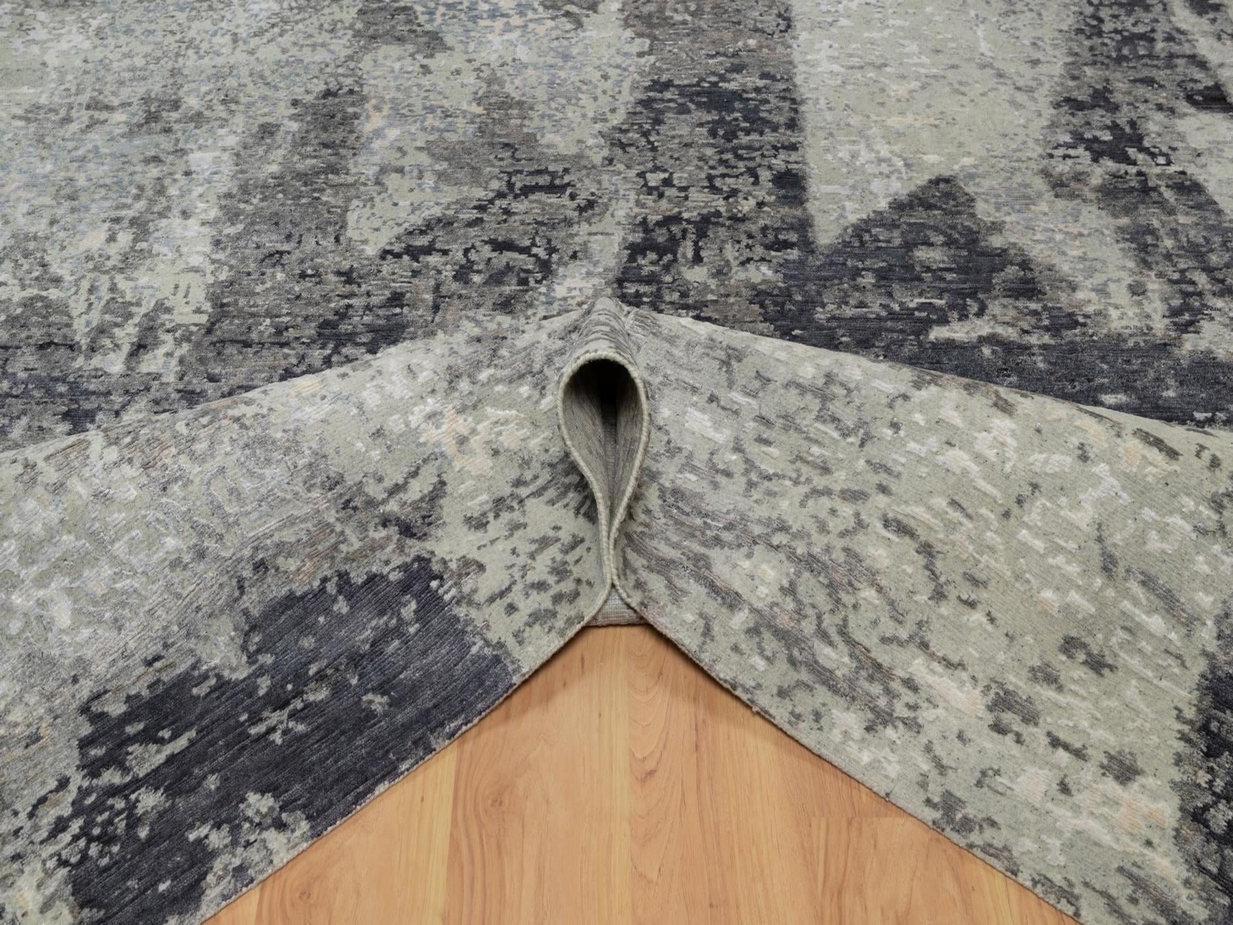 Modern / Contemporary hand-knotted wool rug in Gray, 8'2" x 10' — SKU O091827 (view 5)
