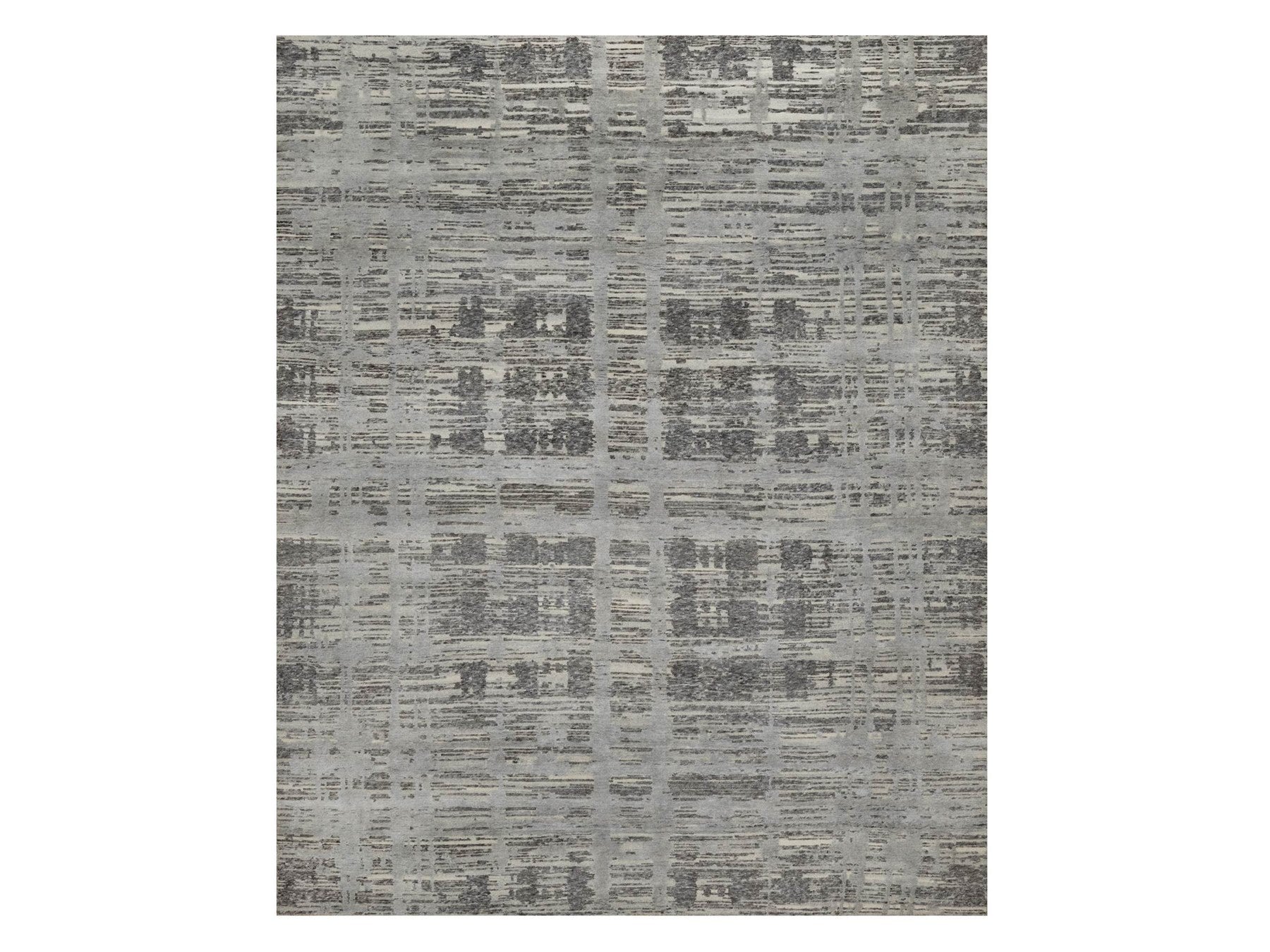 Grey 8'1" x 10'1" Modern and Contemporary Hand knotted Wool Rug - Sku: O091832