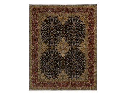 Black 8'0" x 10'1" Fine Oriental Hand knotted Wool Rug - Sku: O091834