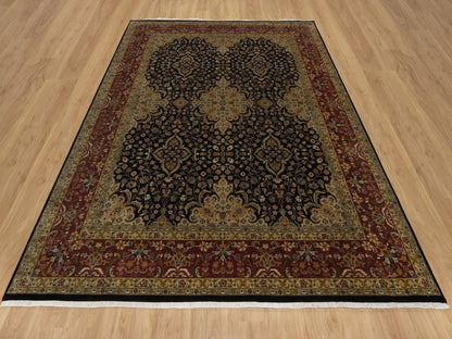 Black 8'0" x 10'1" Fine Oriental Hand knotted Wool Rug - Sku: O091834