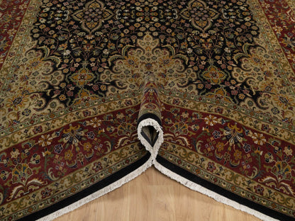 Black 8'0" x 10'1" Fine Oriental Hand knotted Wool Rug - Sku: O091834