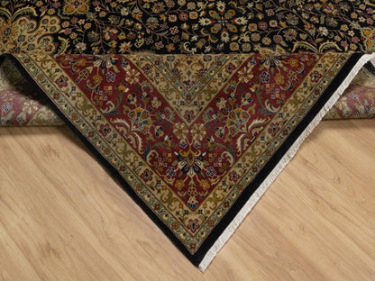 Black 8'0" x 10'1" Fine Oriental Hand knotted Wool Rug - Sku: O091834