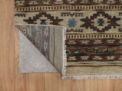 Tribal & Geometric hand-knotted wool runner in Ivory, 2'7" x 5'10" — SKU O091835 (view 3)