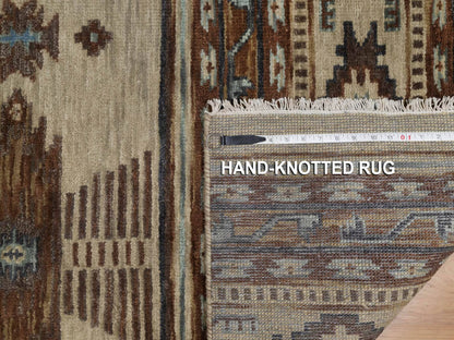 Tribal & Geometric hand-knotted wool runner in Ivory, 2'7" x 5'10" — SKU O091835 (view 8)
