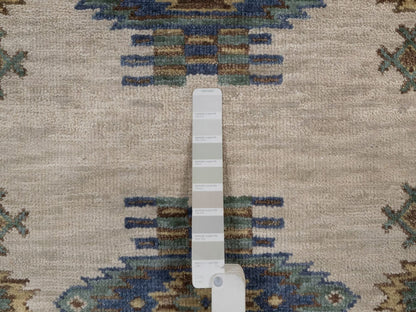 Beige 2'6" x 10'0" Tribal & Geometric Hand knotted Wool Rug - Sku: O091838