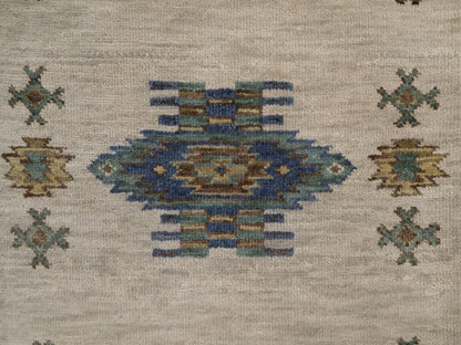 Beige 2'8" x 9'10" Tribal & Geometric Hand knotted Wool Rug - Sku: O091839
