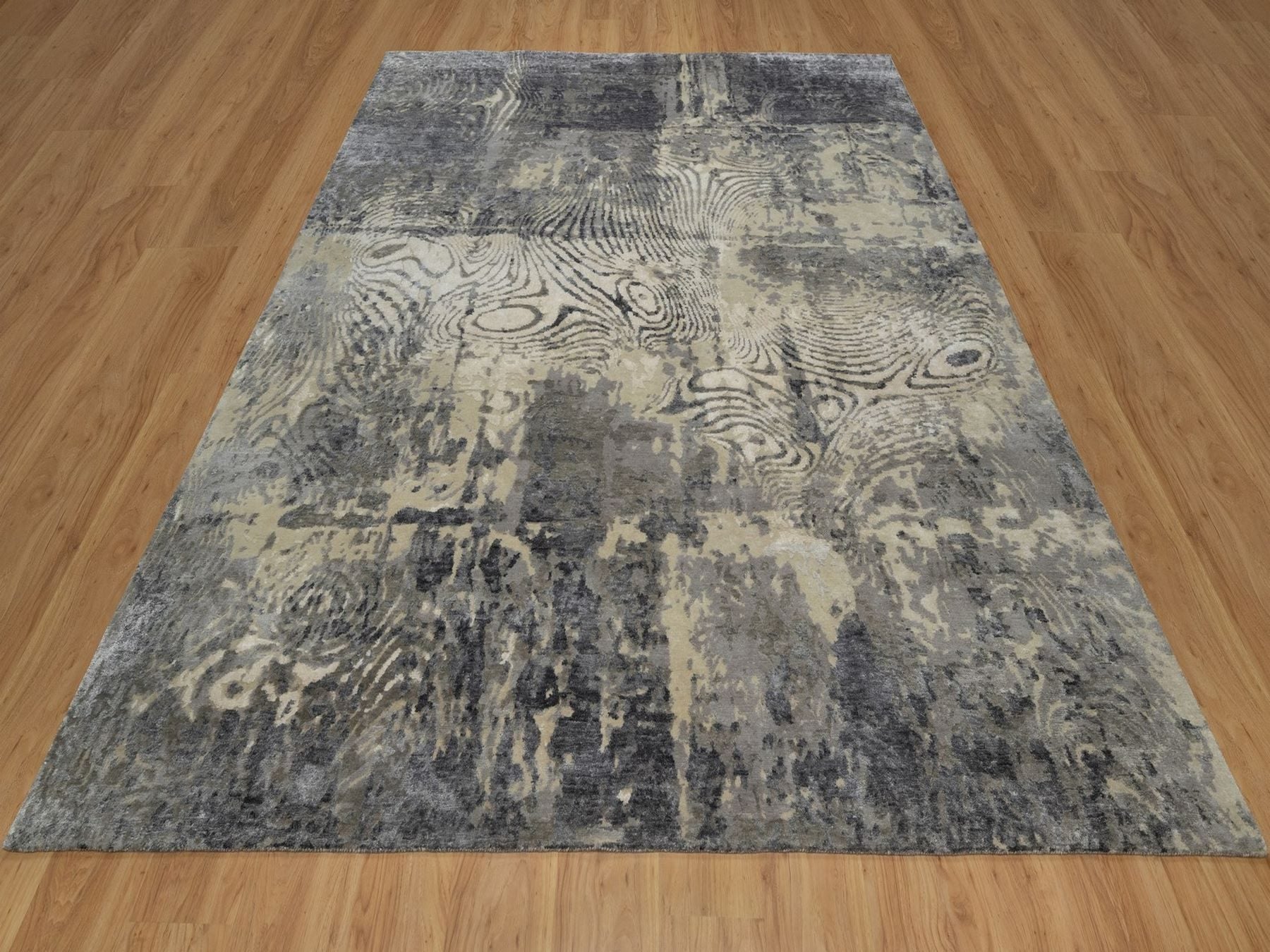 Modern / Contemporary hand-knotted wool rug in Ivory, 8'1" x 9'11" — SKU O091840 (view 2)