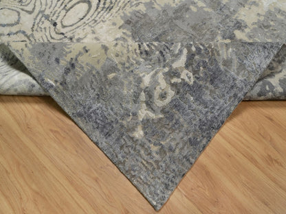 Ivory 8'1" x 9'11" Modern and Contemporary Hand knotted Wool Rug - Sku: O091840