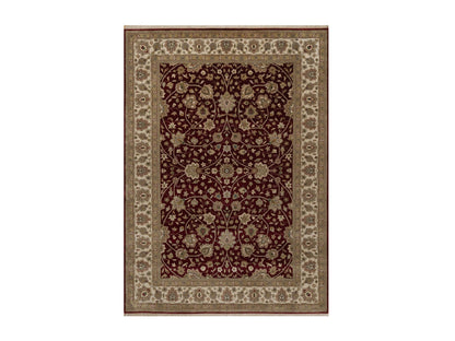 Tabriz Fine Oriental hand-knotted wool/silk rug in Red & Ivory, 5'9" x 8' — SKU O091844