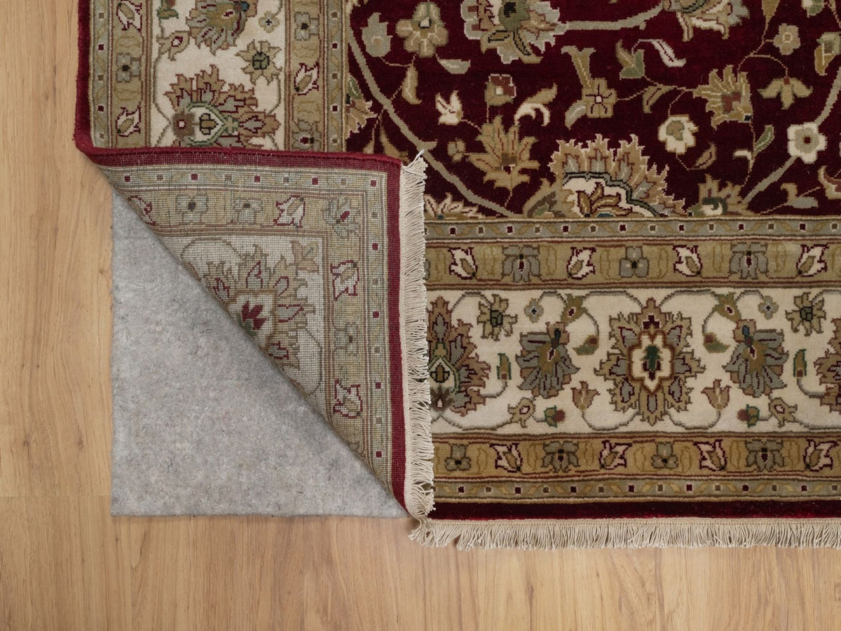 Tabriz Fine Oriental hand-knotted wool/silk rug in Red & Ivory, 5'9" x 8' — SKU O091844 (view 3)