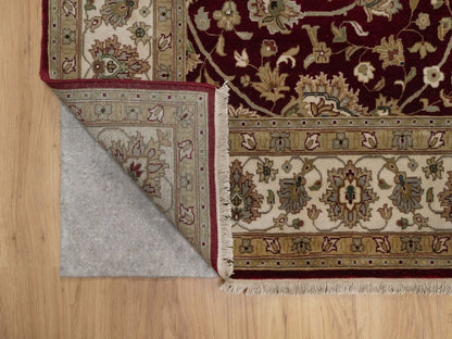 Tabriz Fine Oriental hand-knotted wool/silk rug in Red & Ivory, 5'9" x 8' — SKU O091844 (view 3)