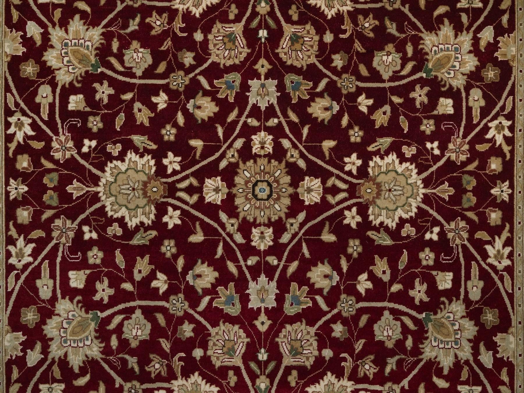 Tabriz Fine Oriental hand-knotted wool/silk rug in Red & Ivory, 5'9" x 8' — SKU O091844 (view 5)
