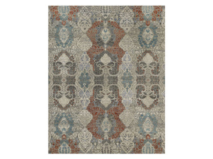 Modern / Contemporary hand-knotted wool/silk rug in Gray, 7'11" x 10'2" — SKU O091848
