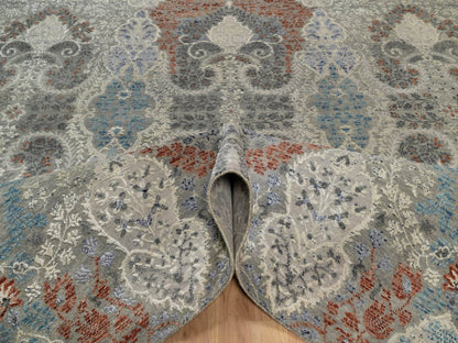 Modern / Contemporary hand-knotted wool/silk rug in Gray, 7'11" x 10'2" — SKU O091848 (view 5)