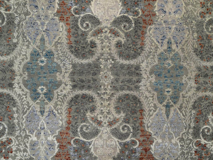 Modern / Contemporary hand-knotted wool/silk rug in Gray, 7'11" x 10'2" — SKU O091848 (view 8)