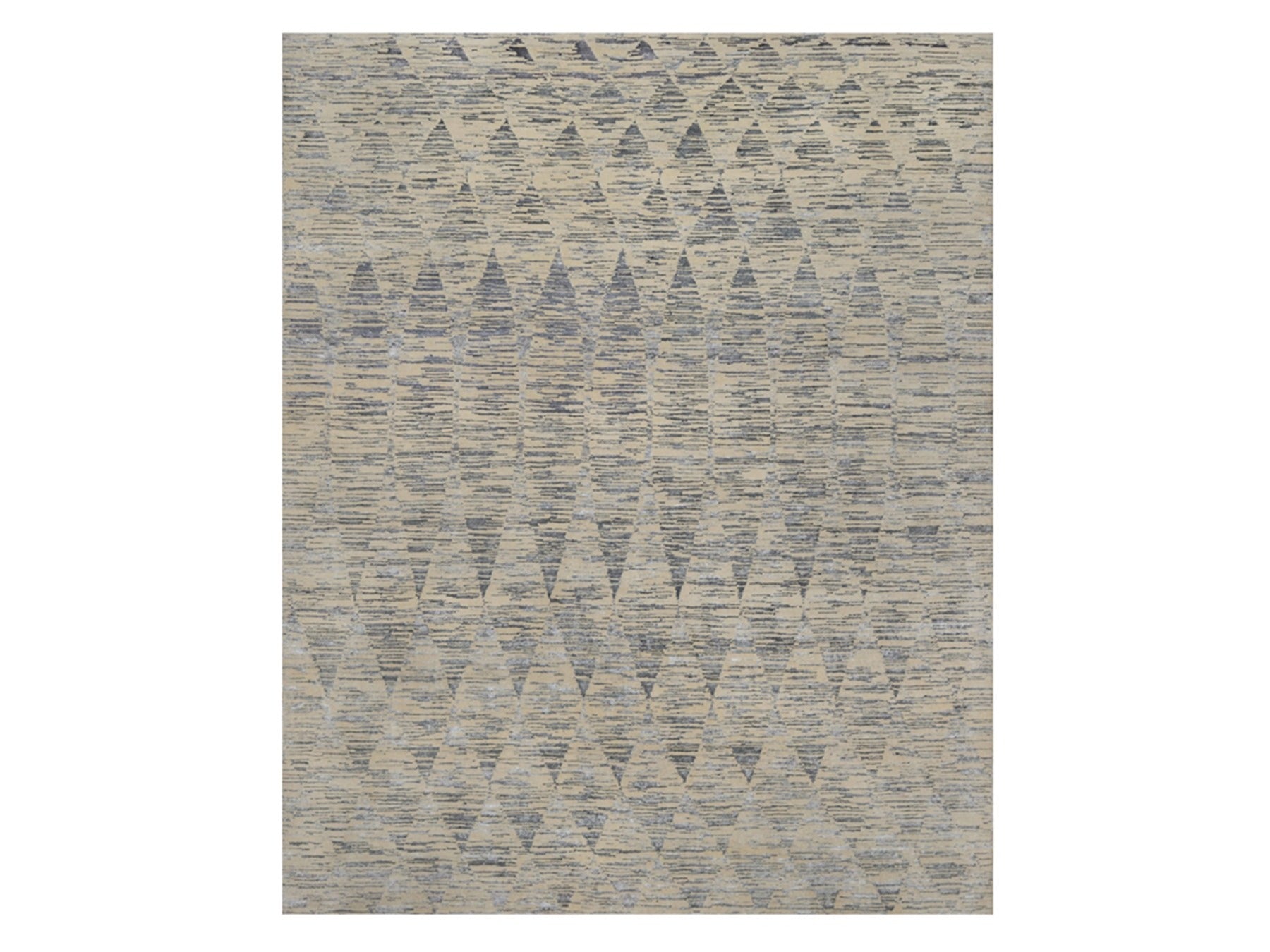 Ivory 8'1" x 10'0" Modern and Contemporary Hand knotted Wool Rug - Sku: O091855
