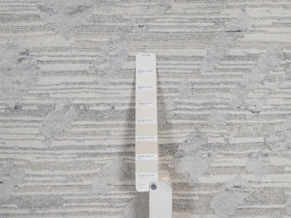 Grey 9'0" x 12'1" Modern and Contemporary Hand knotted Wool Rug - Sku: O091859