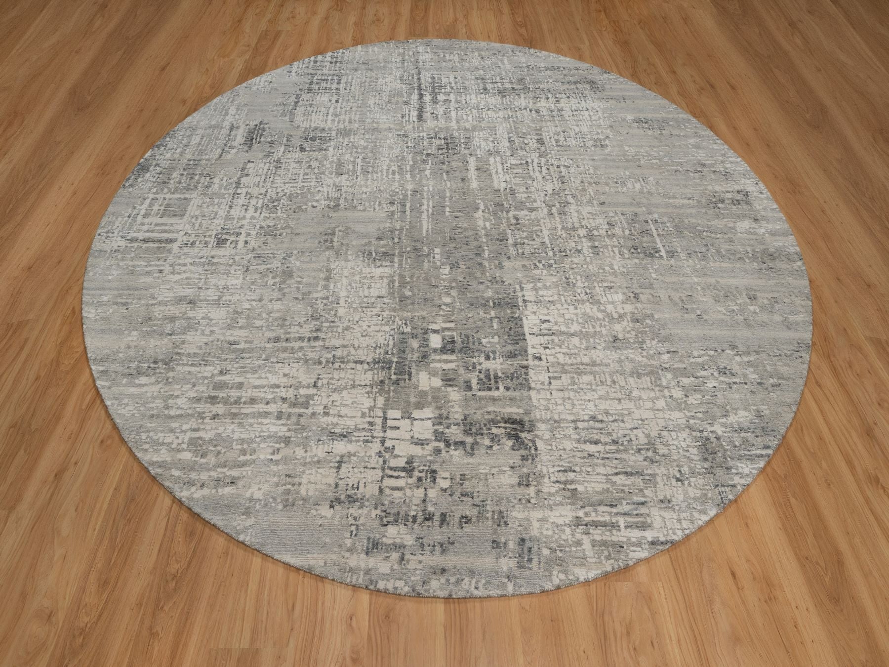 Grey 9'11" x 9'11" Modern and Contemporary Hand knotted Wool Rug - Sku: O091862