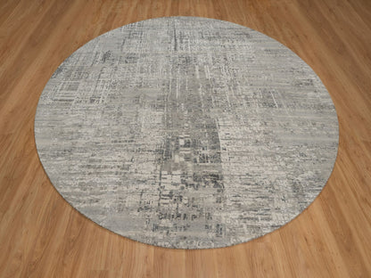 Grey 9'11" x 9'11" Modern and Contemporary Hand knotted Wool Rug - Sku: O091862