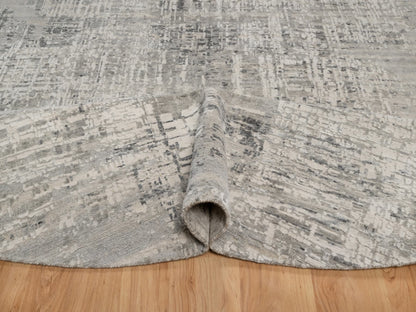 Grey 9'11" x 9'11" Modern and Contemporary Hand knotted Wool Rug - Sku: O091862